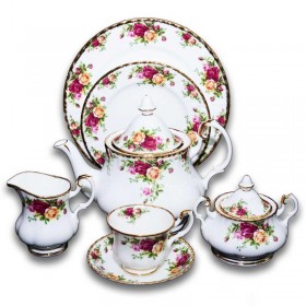 Royal Elbert With Gold Plated Bone China Tea Set 17 pcs.  